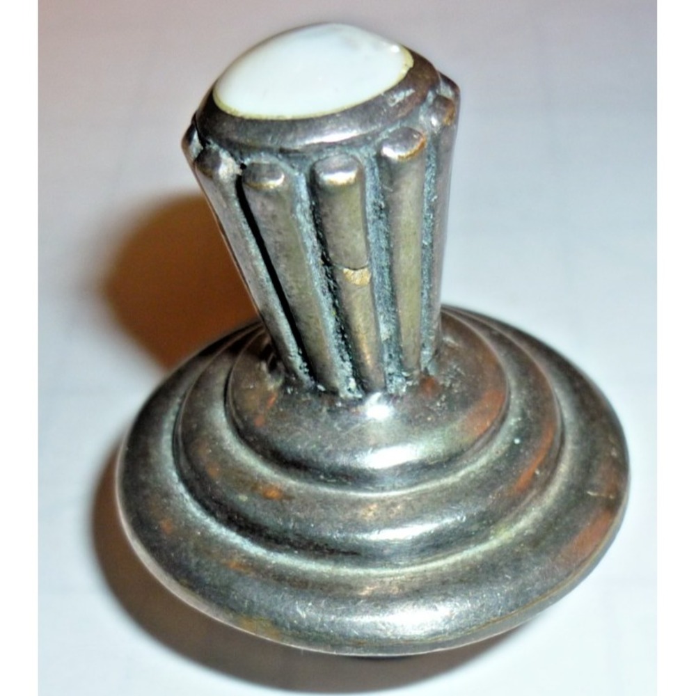 Vintage Silver Plated‎ Metal Bottle Stopper MoP Top